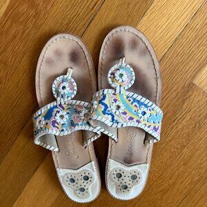 Jacks Flat Sandal Colorful Print Size: 9